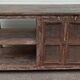 Antique wooden and metal accent furniture with mesh doors