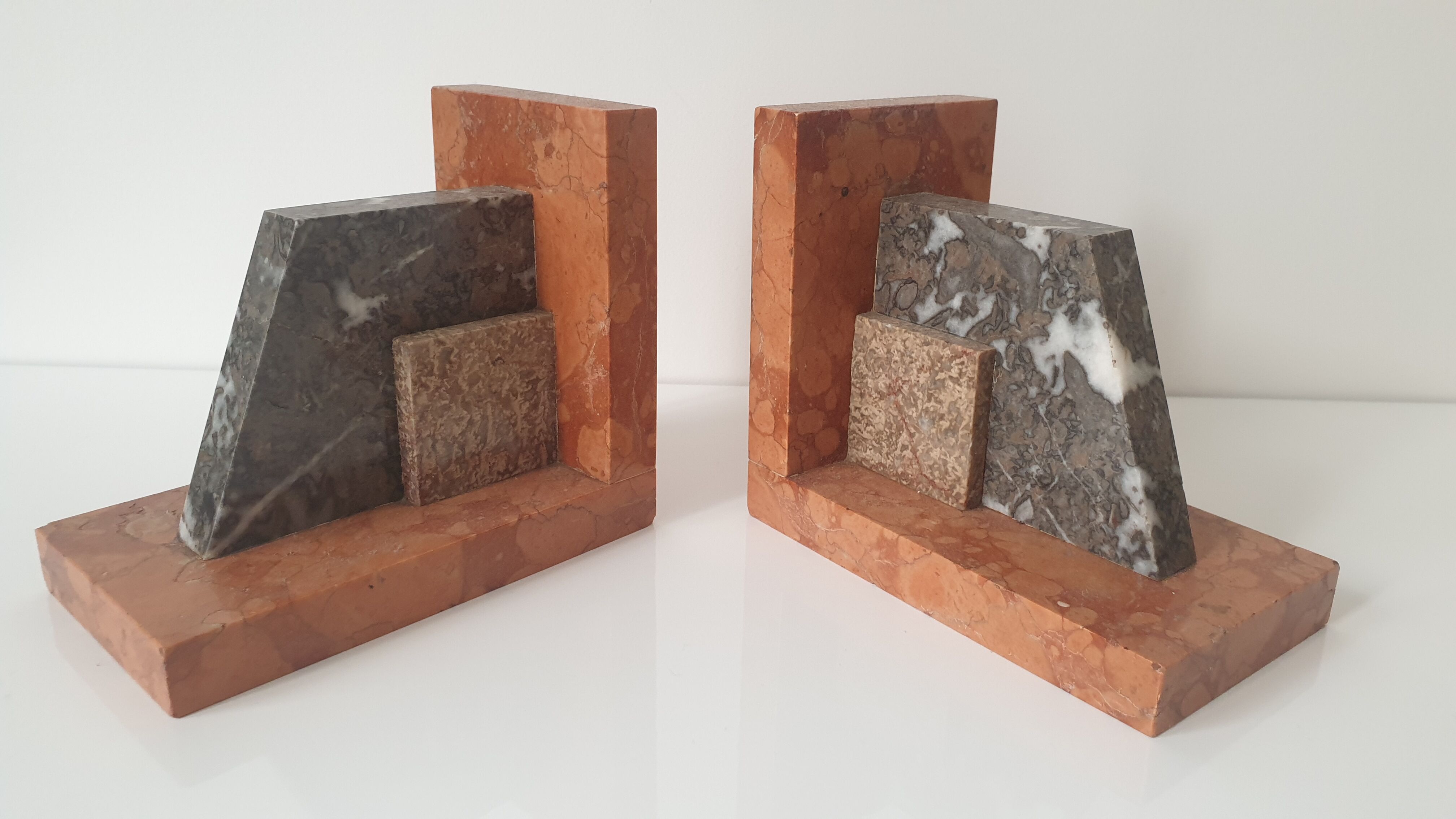 Modernist marble bookends