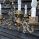 Italian Vintage patinated bronze chandelier with 4 lights with a beautiful wow patina