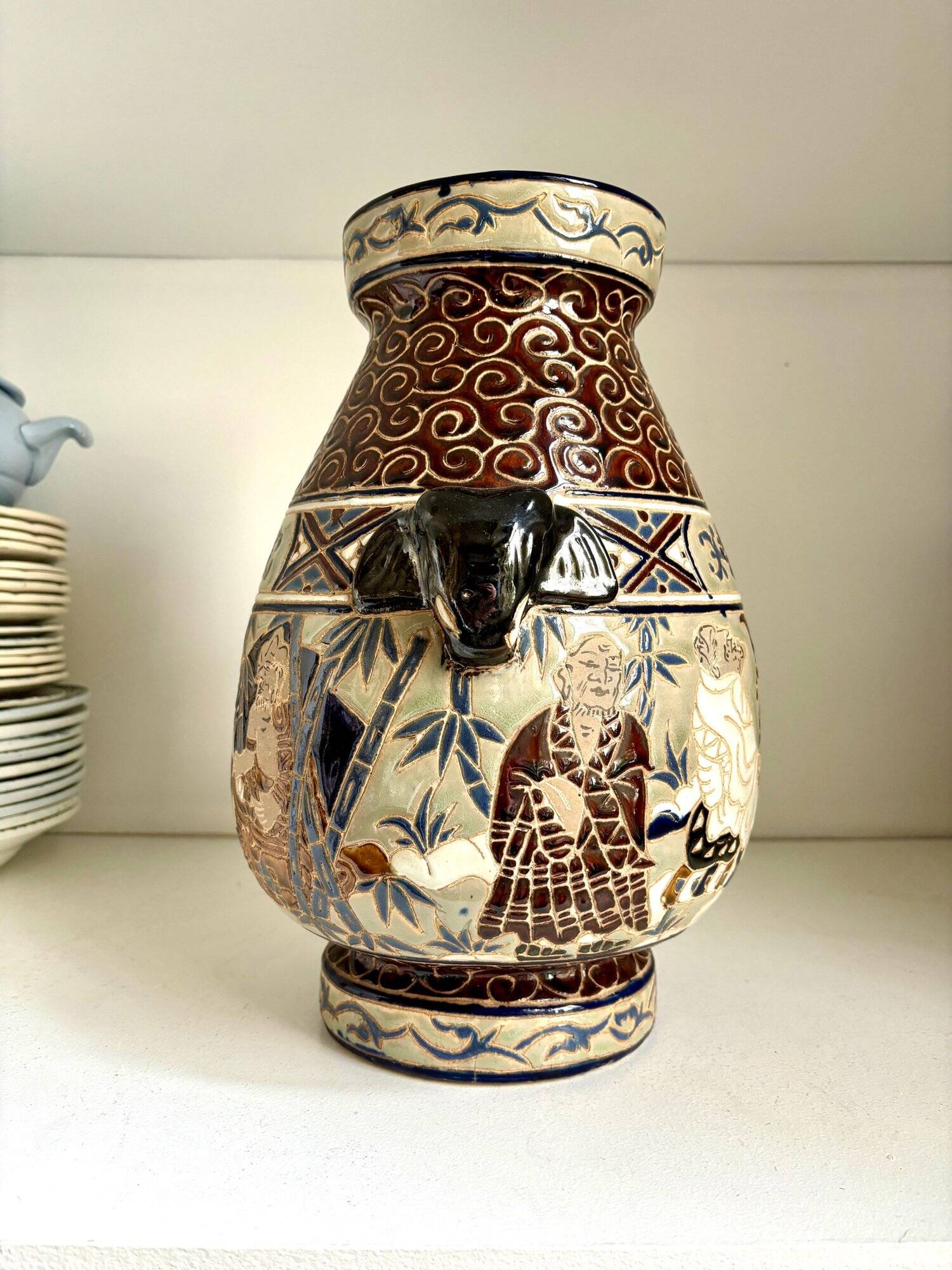 Polychrome sandstone vase from Biên Hoa - Vietnam