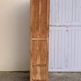 Parisian wardrobe in raw wood with engraved glass from 1920.