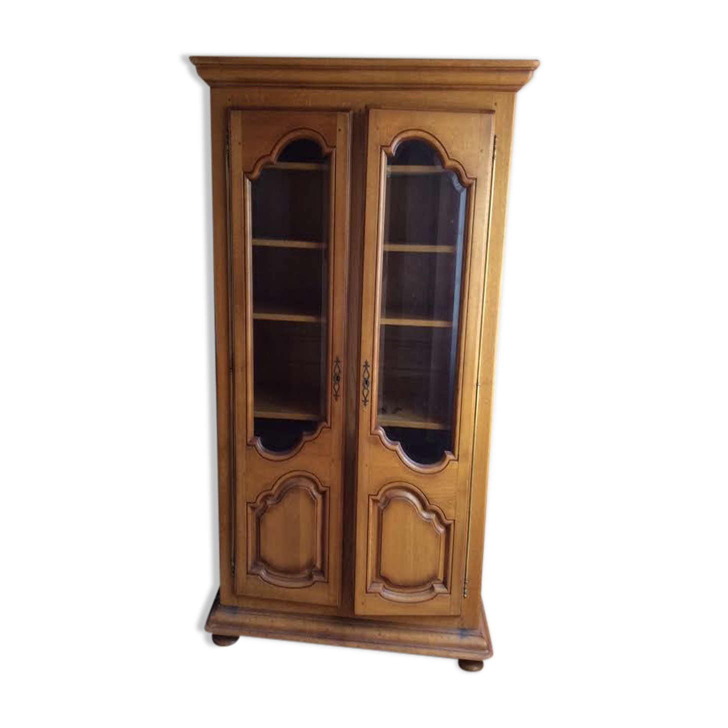 Solid wood bookcase 2 doors