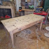 Oak and pine table with two drawers