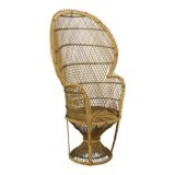 Large Rattan Wicker Peacock Chair Throne Emanuelle Boho 131cm