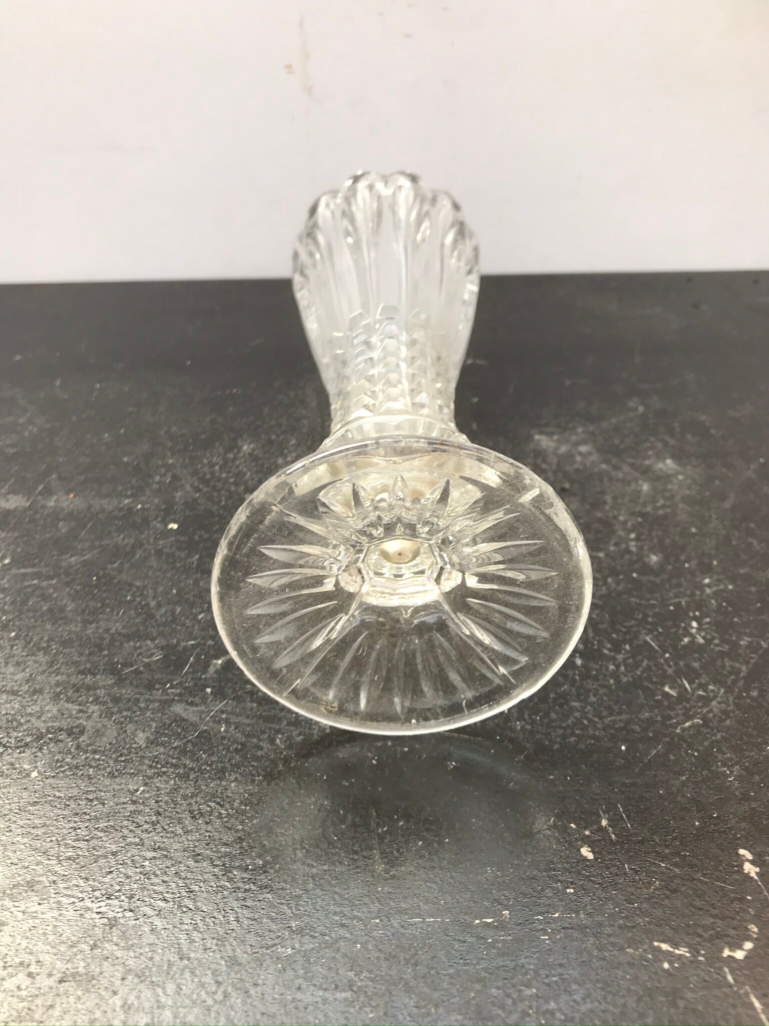 Old vase on foot vintage moulded glass