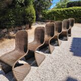 6 vintage rattan chairs dlg Verner PANTON