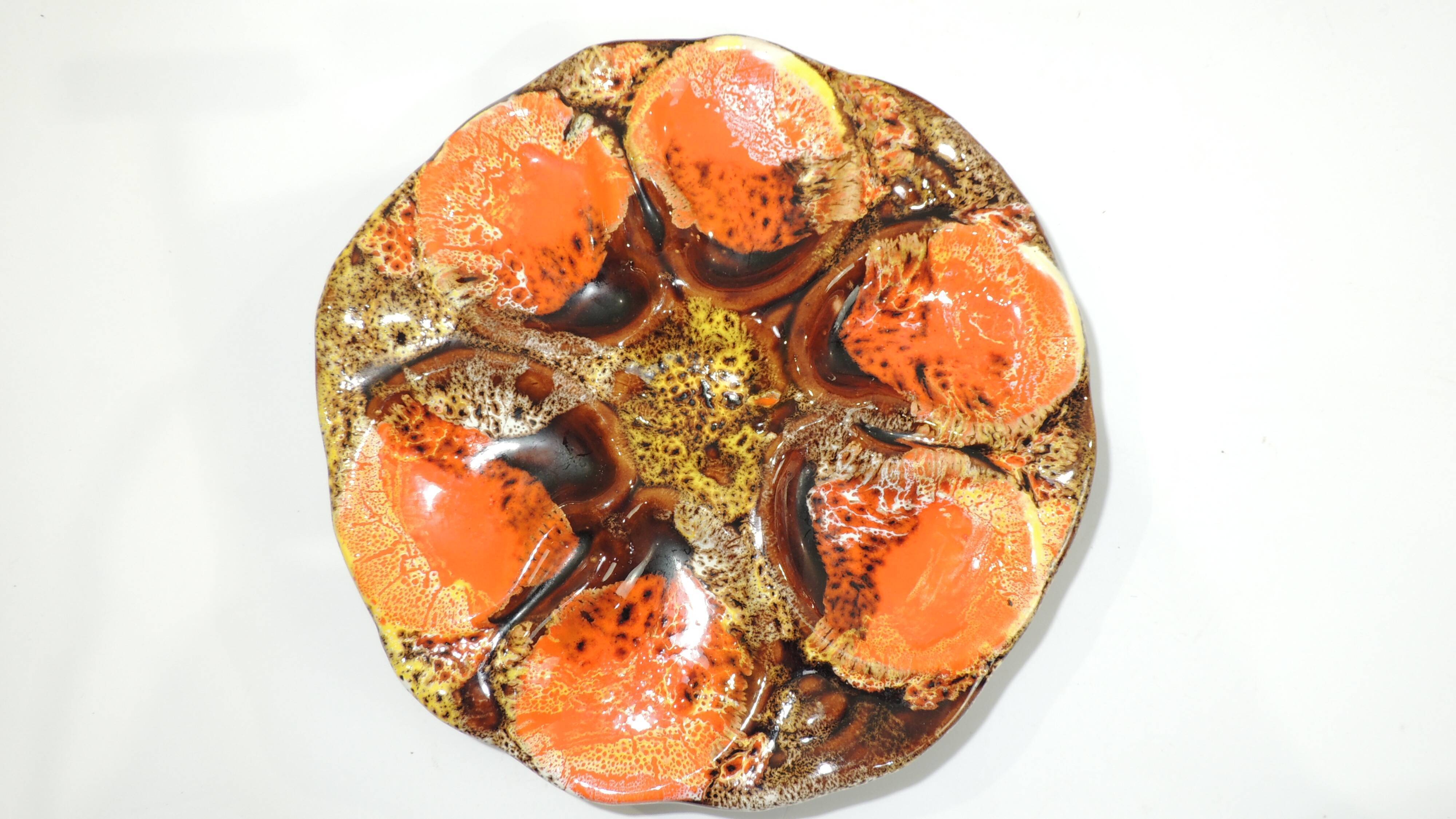 Lot six oyster plates /slip/faience