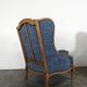 Pair of Louis XV style wingback armchairs in blue velvet.