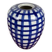 Hand painted blue & white ceramic vase