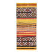 1970s Vintage Turkish Oushak Handmade Wool Cotton Orange Runner Rug 136x327