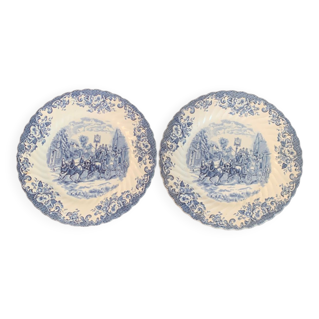 Lot 2 Assiettes Johnson Brothers « coatching scènes » Selency