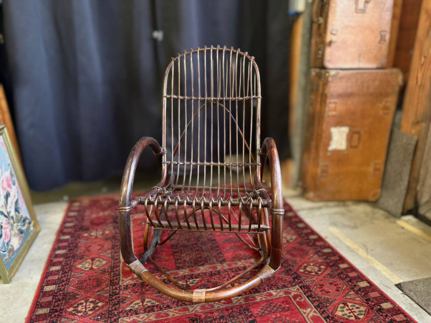 Vintage 1960s rattan rocking chair
