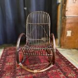 Vintage 1960s rattan rocking chair
