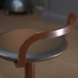 LA PALMA designer swivel stool in metal and leather – 1970s