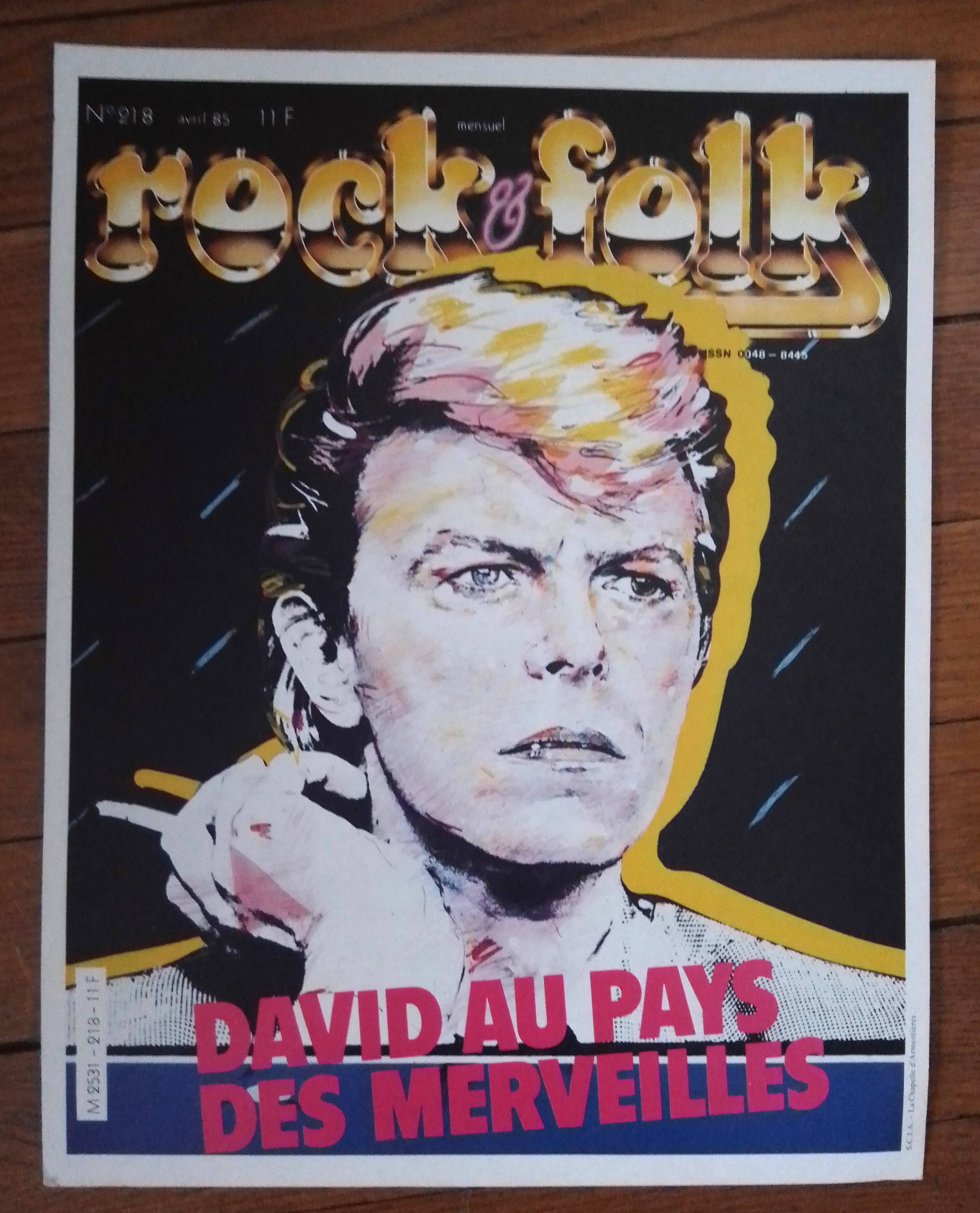 Vintage promotional poster for Rock&folk magazine: David Bowie