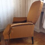 Fauteuil crapaud satin doré