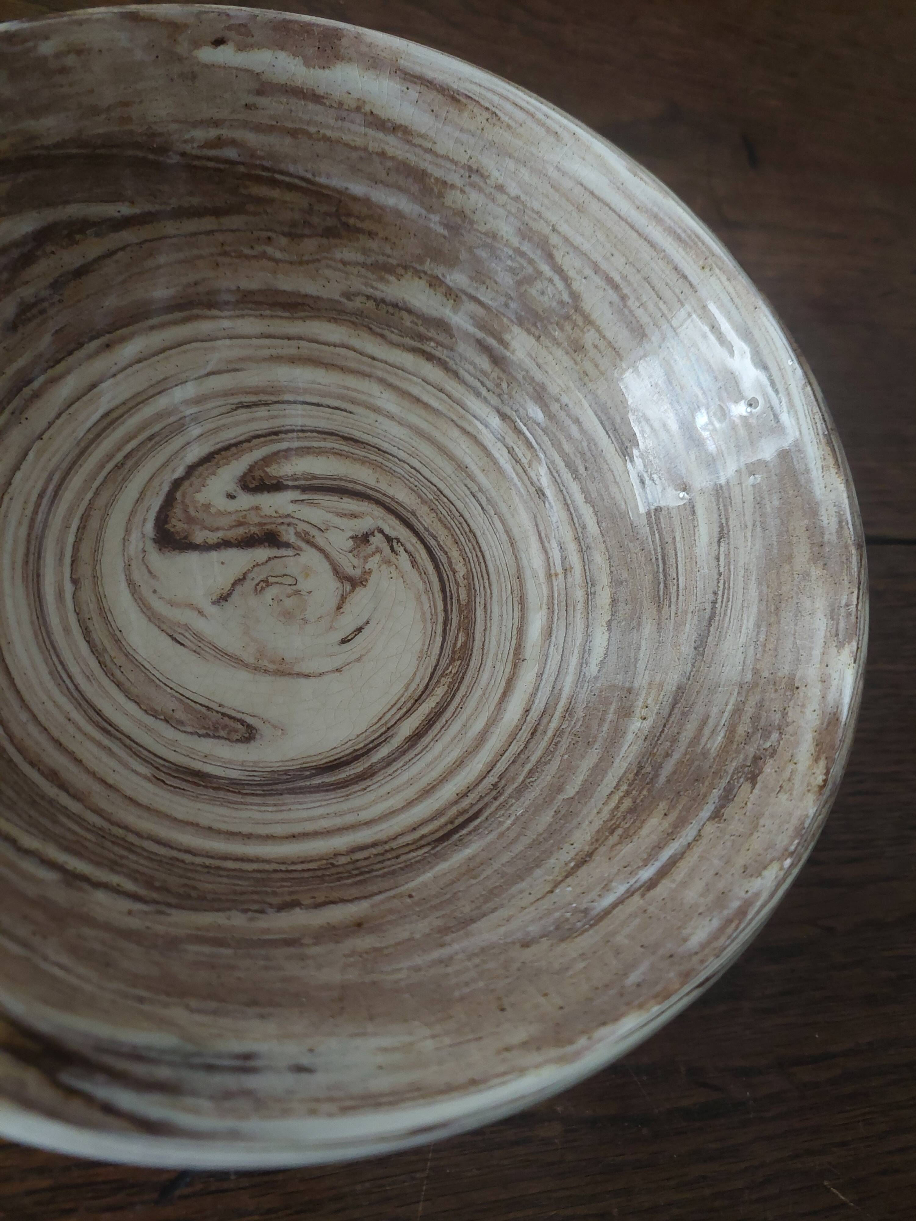 Ceramic salad bowl, glazed terracotta, mixed earth, 20th century