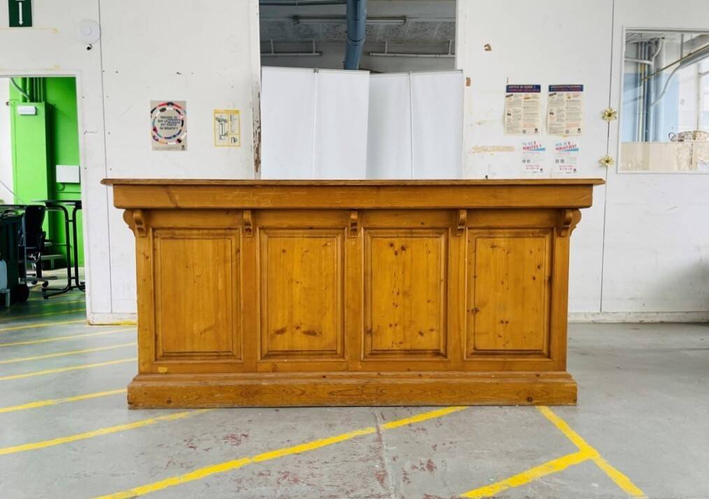 Old pitch pine counter