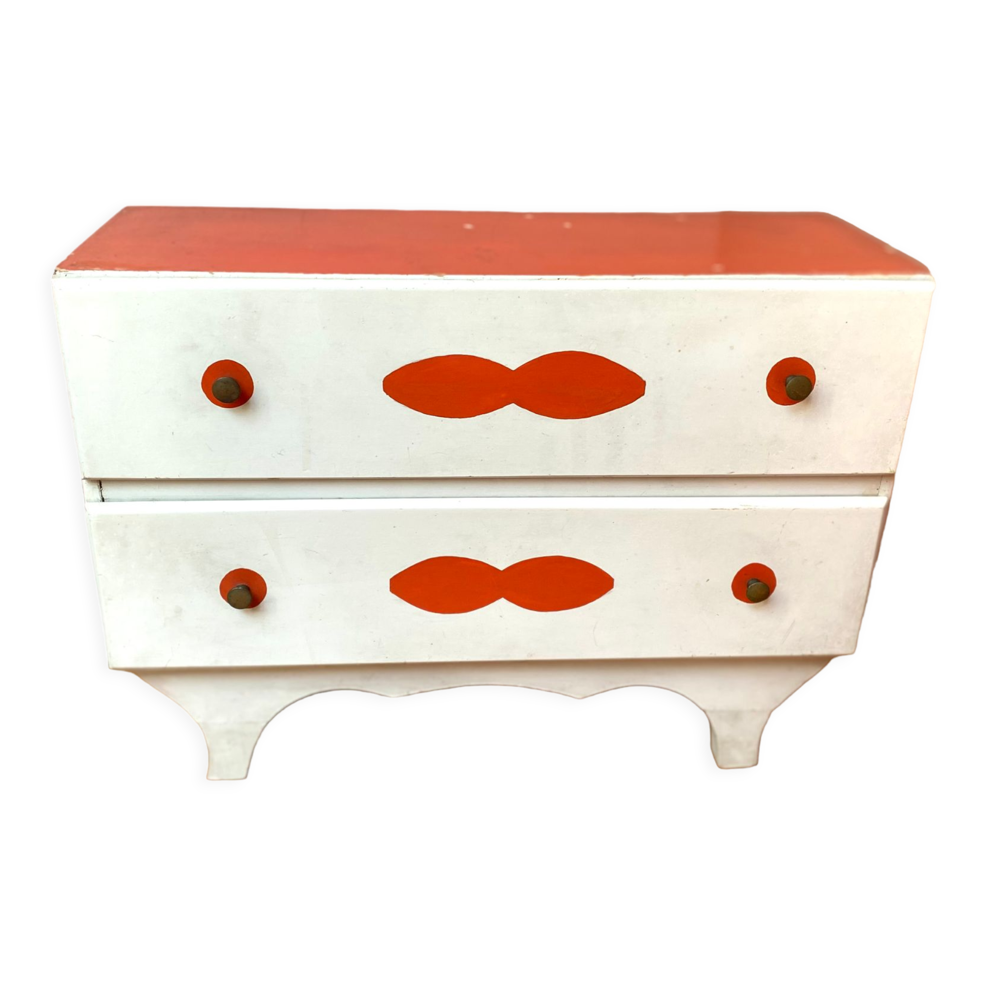 Vintage wood toy doll chest of drawers child