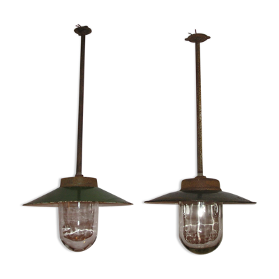 Set de 2 suspensions métal indus tole émaillée