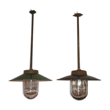 Set de 2 suspensions métal indus tole émaillée