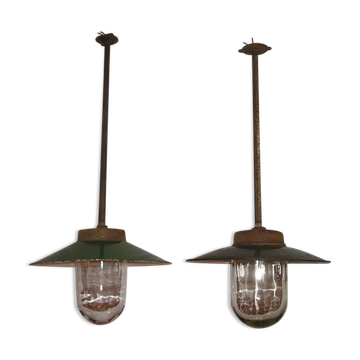 Set de 2 suspensions métal indus tole émaillée