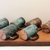 6 glass enamelled ceramic cups by Henry Simon