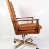 Office Chair Model 419 Made In Rosewood With Cognac Leather Seat By Arne Vodder For Sibast from 1960