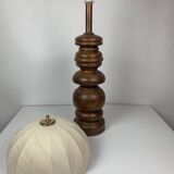 Large chunky brutalist Danish copper table lamp with mushroom shade