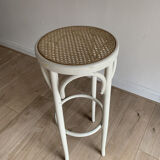 Pair of vintage bistro stools canné blanc
