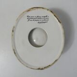 Terrine hen slip ceramic signed Caugant