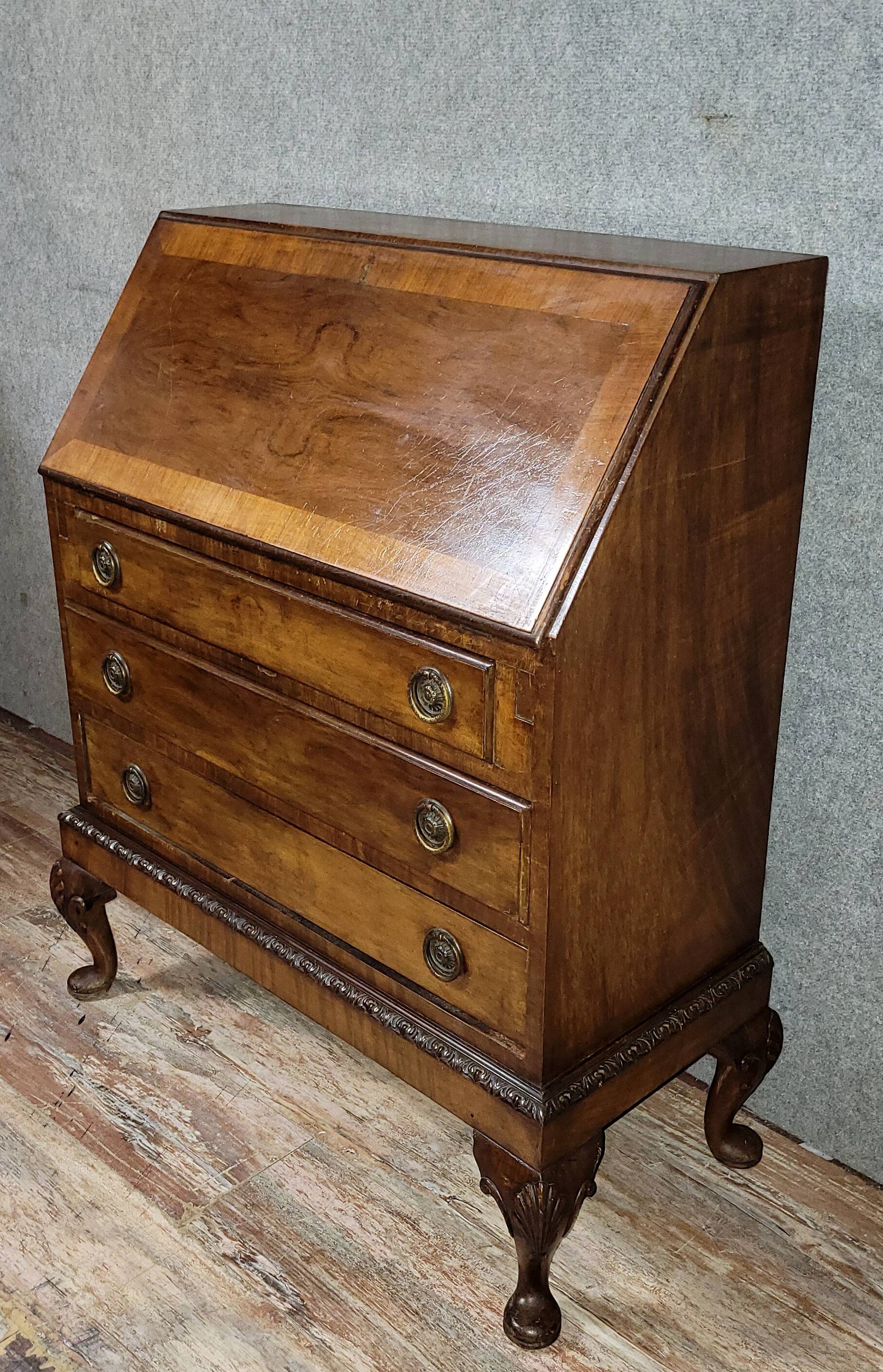 Secrétaire Anglais en acajou vers 1900