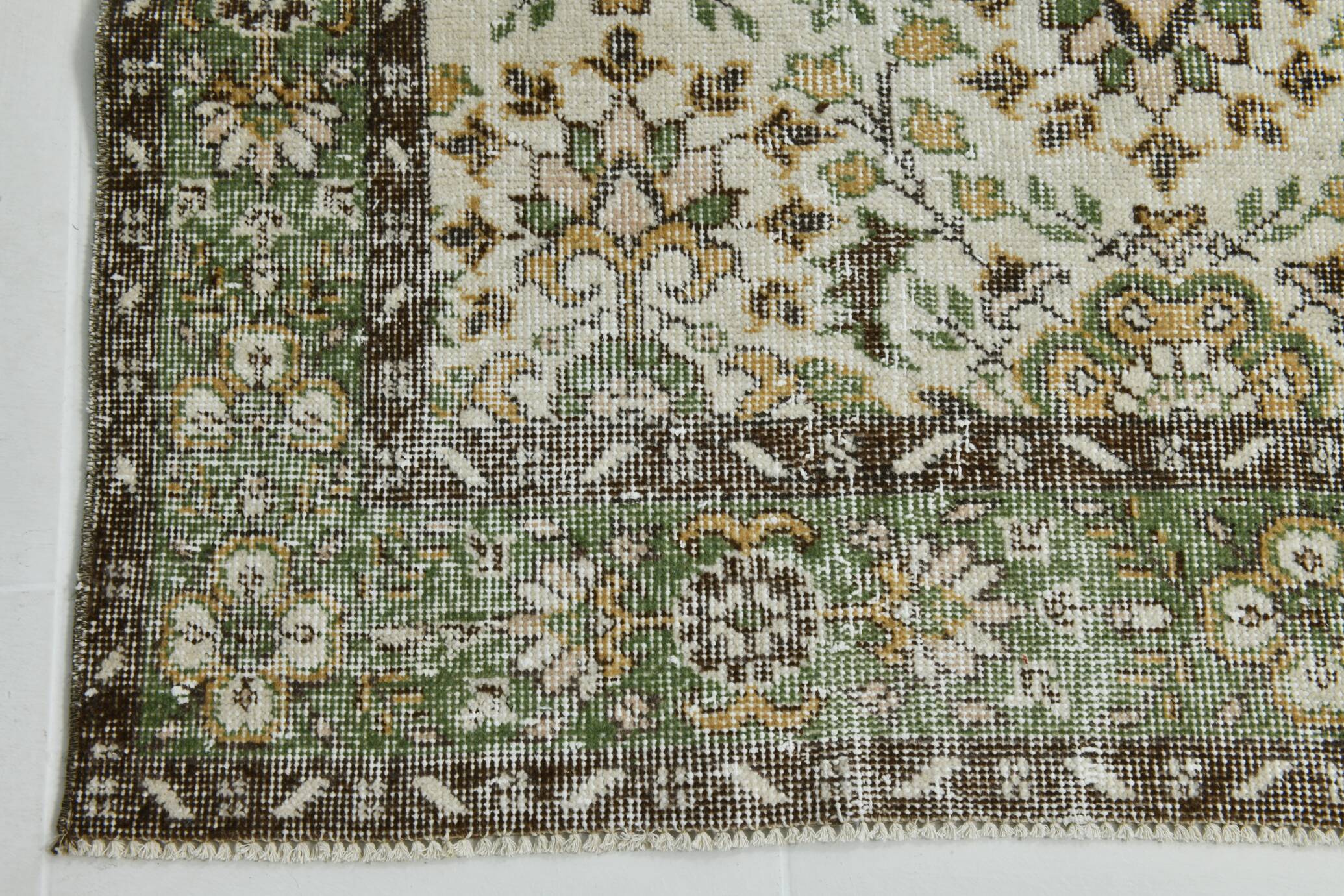 6x10 Brown & Beige Floral Pattern Vintage Rug, 196x325Cm