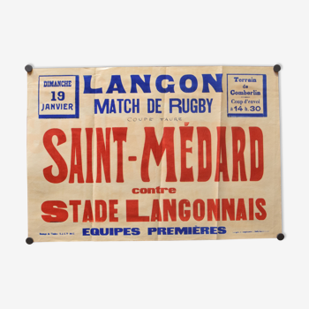 "Rugby Match" poster, City of Langon 1930
