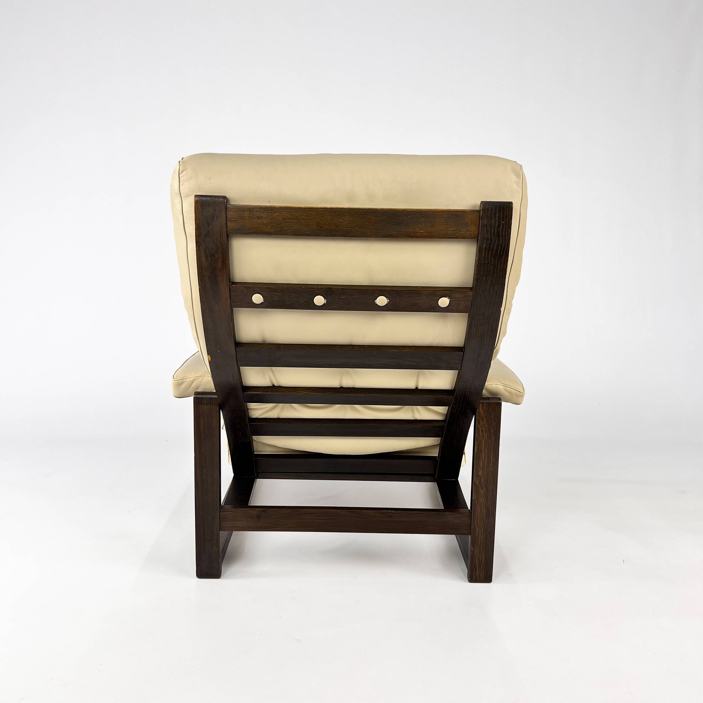 Fauteuil Scandinave en Cuir, Chêne et Bouleau, 1960