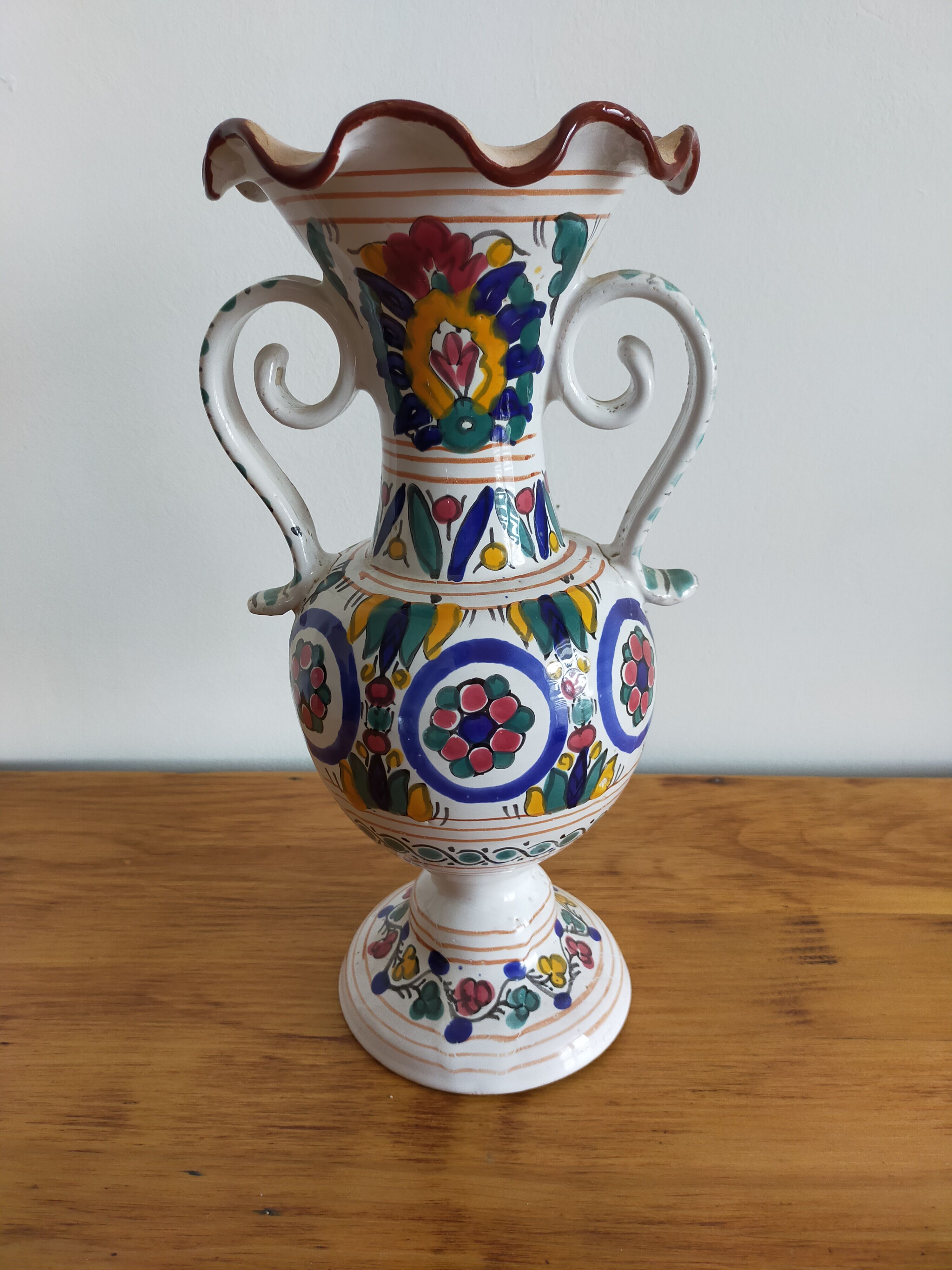 Patterned painted ceramic vase