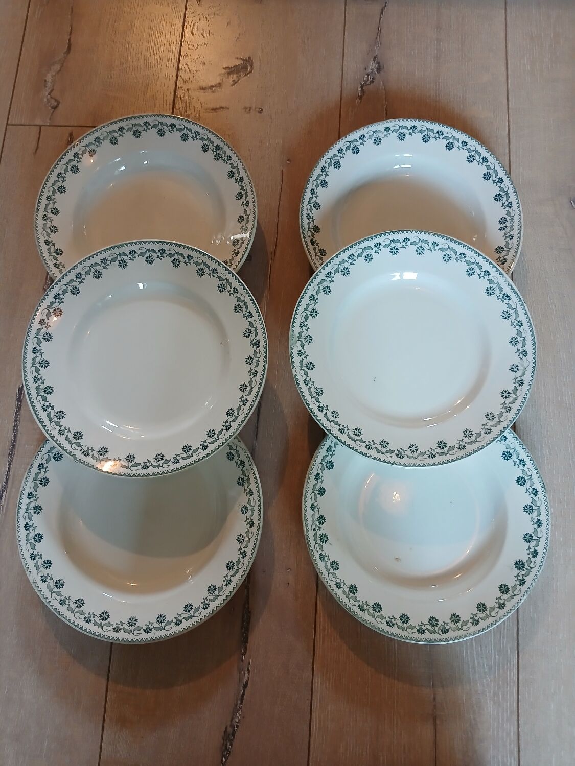 6 antique ironstone plates