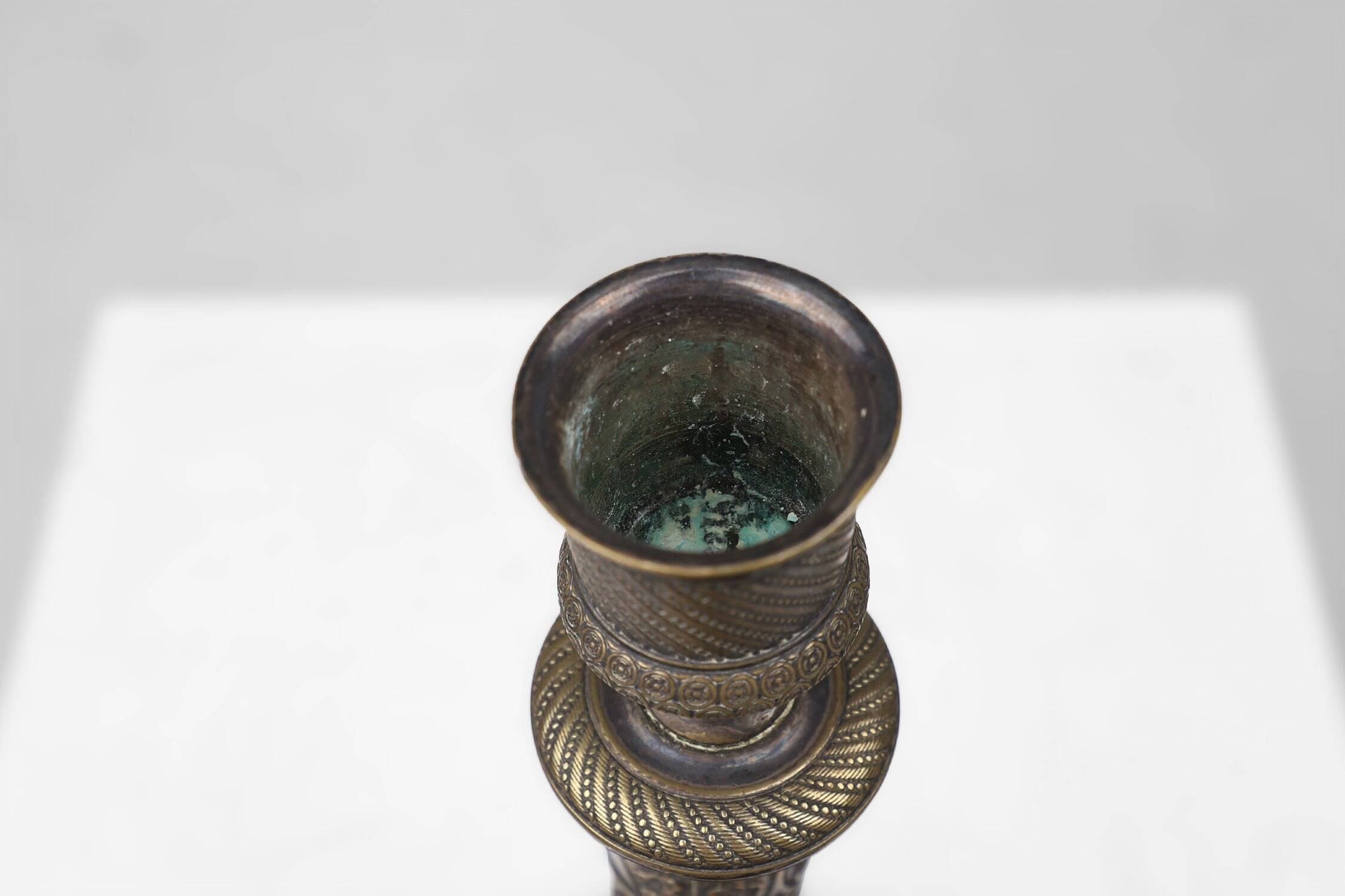 Large French Silvered Copper Candlestick, 1890s