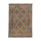 Tapis traditionnel oriental Kilim fait à la main laine beige géométrique Kilim- 60x89cm