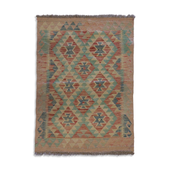 Tapis traditionnel oriental Kilim fait à la main laine beige géométrique Kilim- 60x89cm