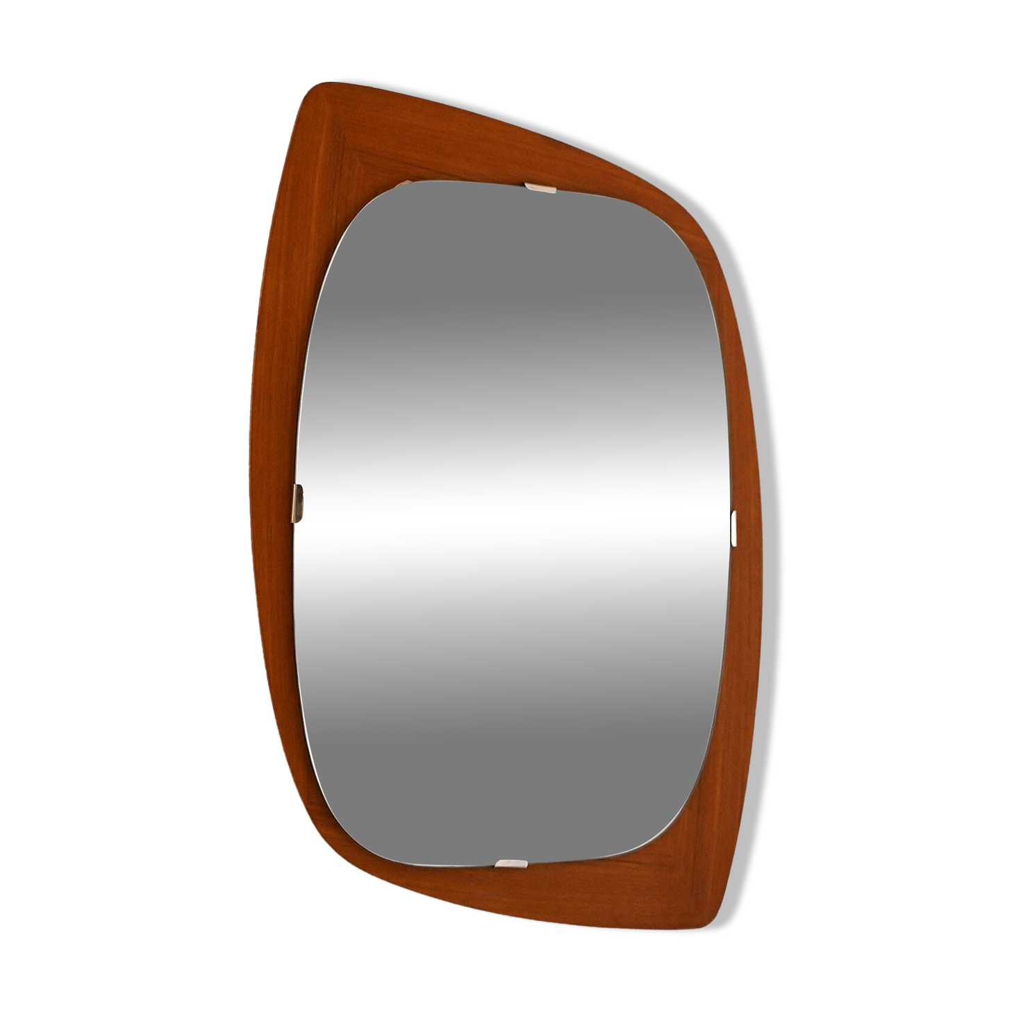 1960s Scandinavian vintage free-form teak mirror