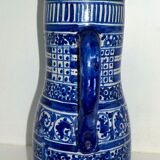 Water pot "GHORRAF" with blue geometric decoration earthenware of Fez Morocco - XlXè