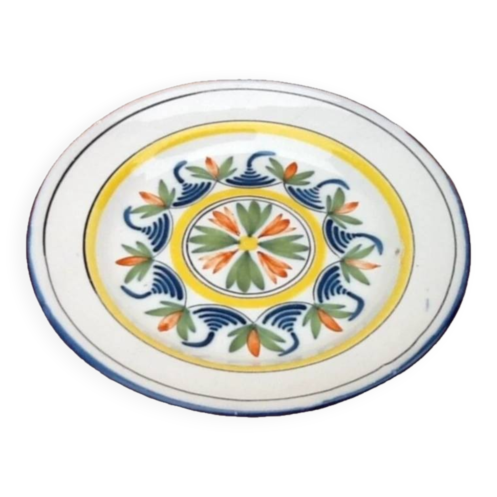 Assiette XIXème Lunéville faïence polychrome à décor floral