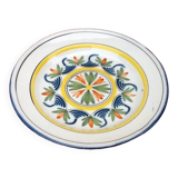 Assiette XIXème Lunéville faïence polychrome à décor floral