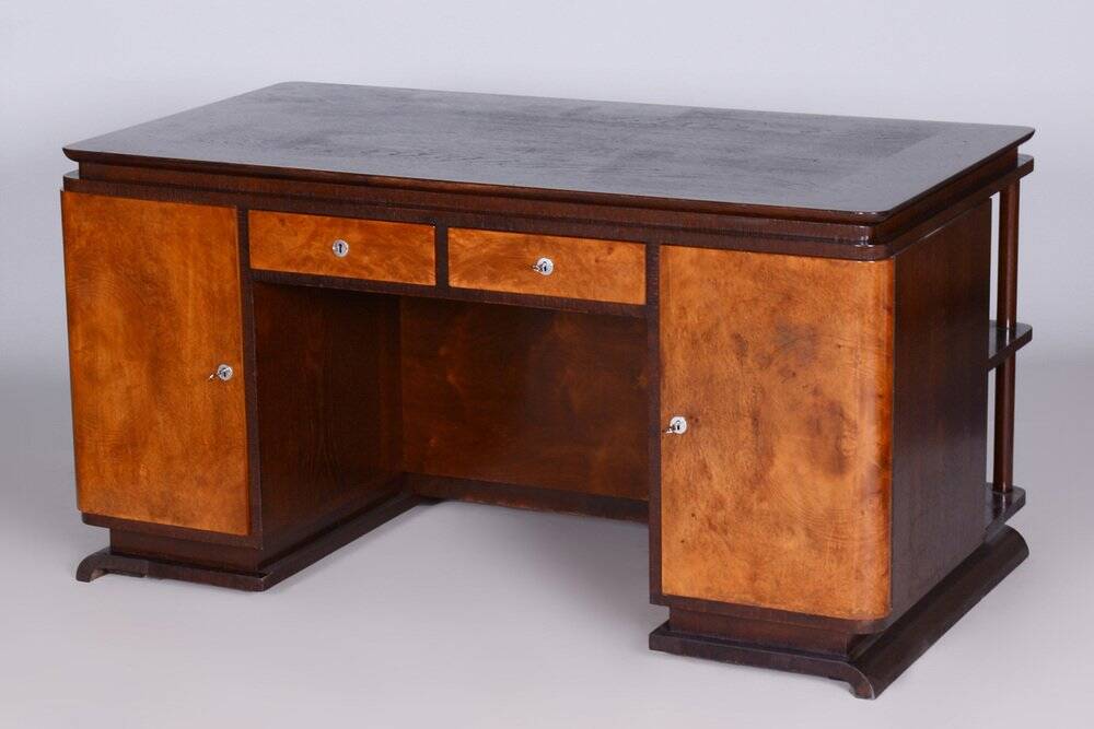 Art Deco Czechia Writing Table in Oak and Ash, 1930s