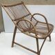 Pair old armchair in rattan curve base years 60 vintage x 2