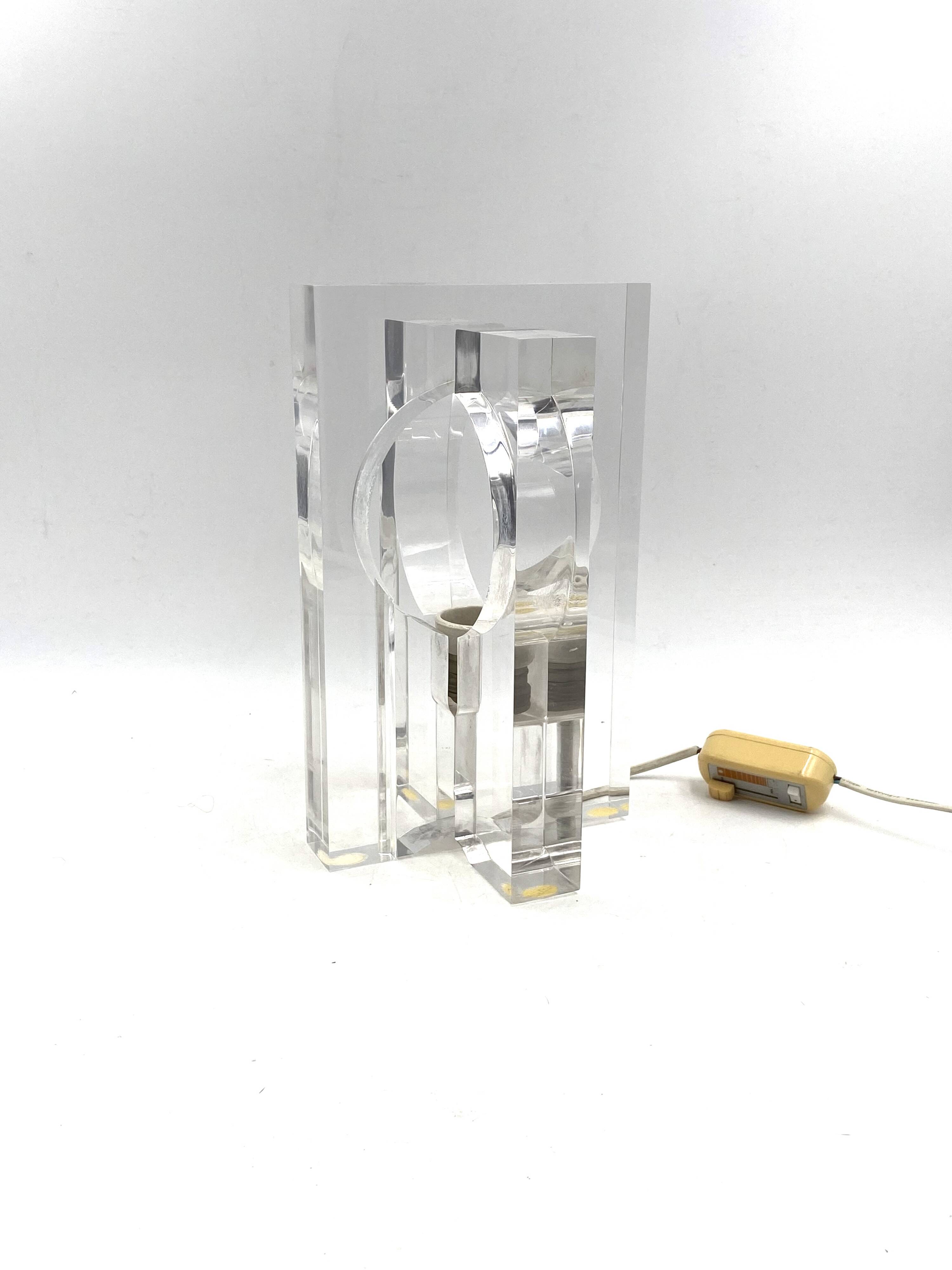 Sandro Petti, sculptural lucite table lamp, Maison Jansen France 1970s