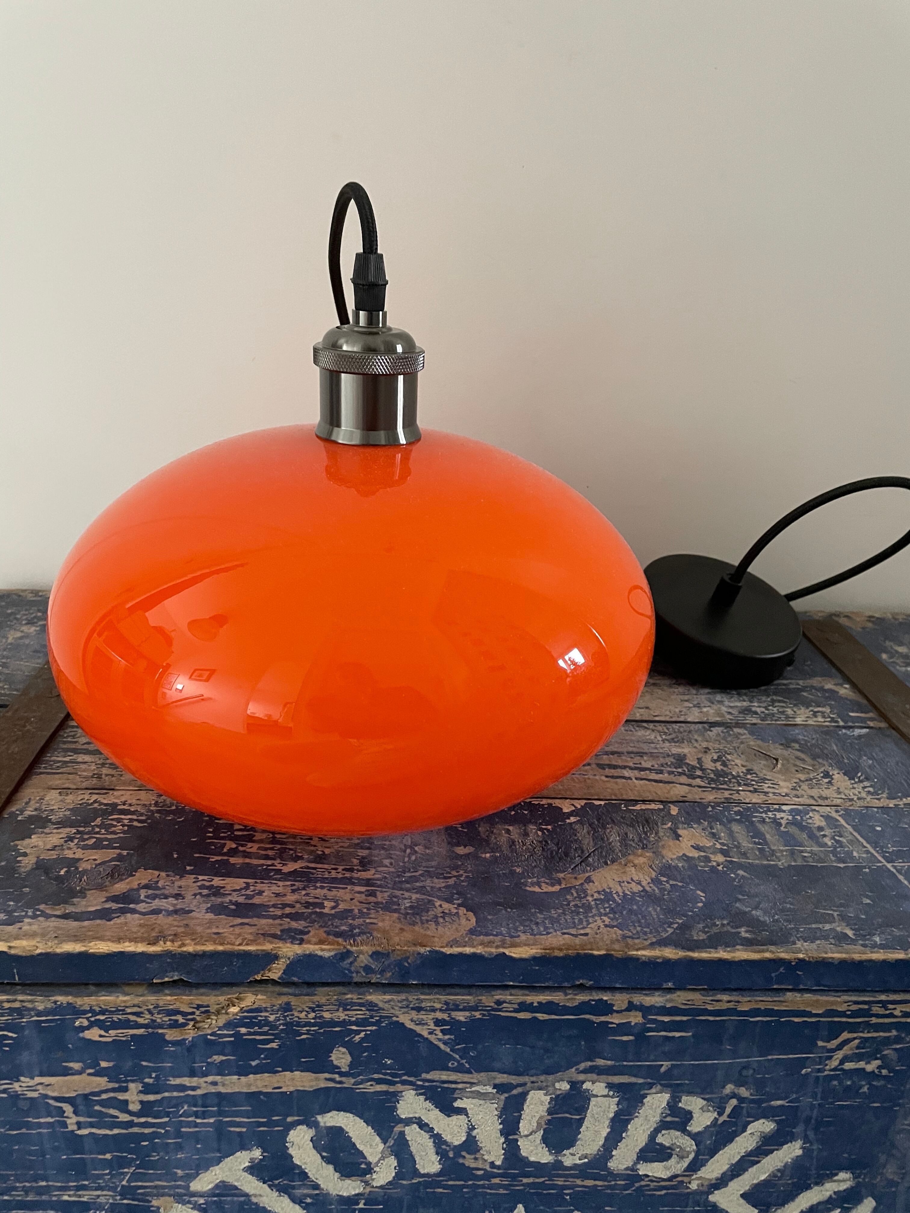 Newly electrified vintage orange pendant light
