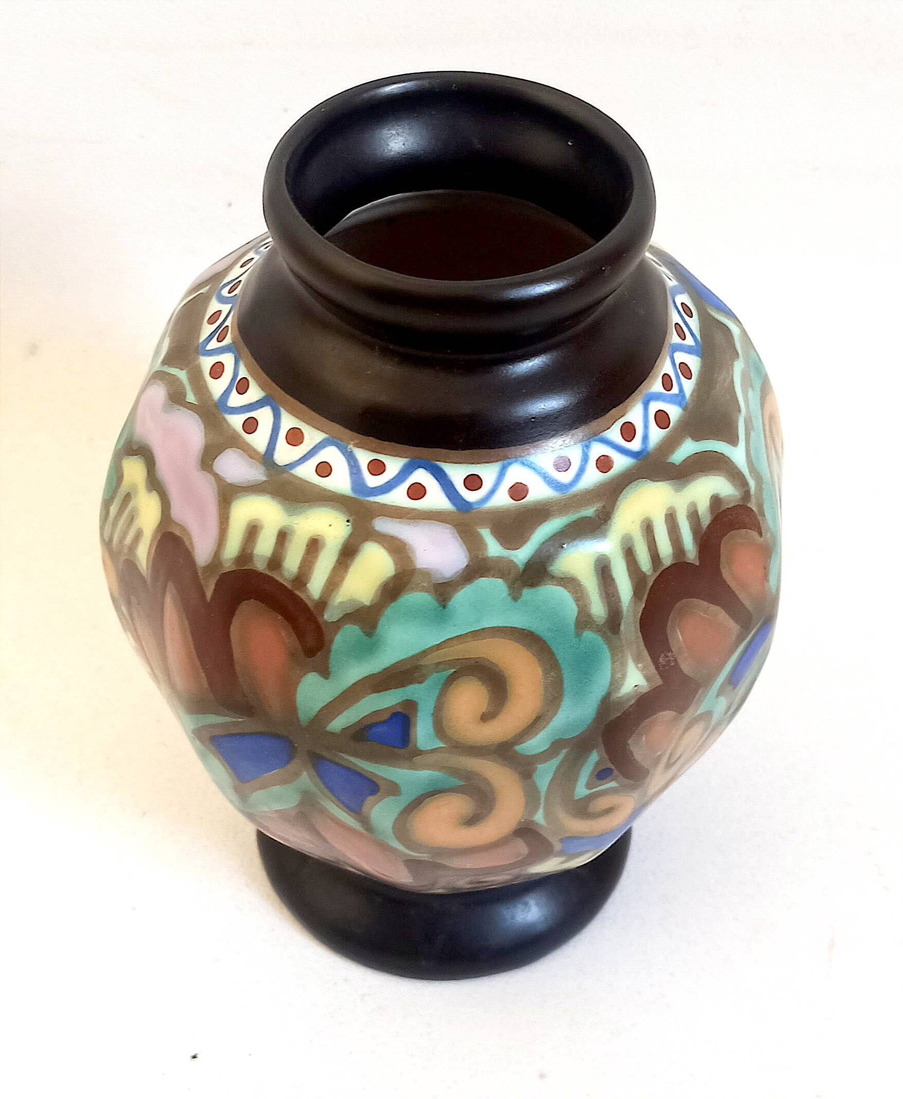 Ceramic vase from Bergen, Belgium 1920s Height 20.2 cm