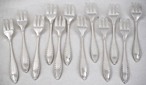 Christofle Albatros, Art Deco, 12 long cake forks, 16.5 cm.